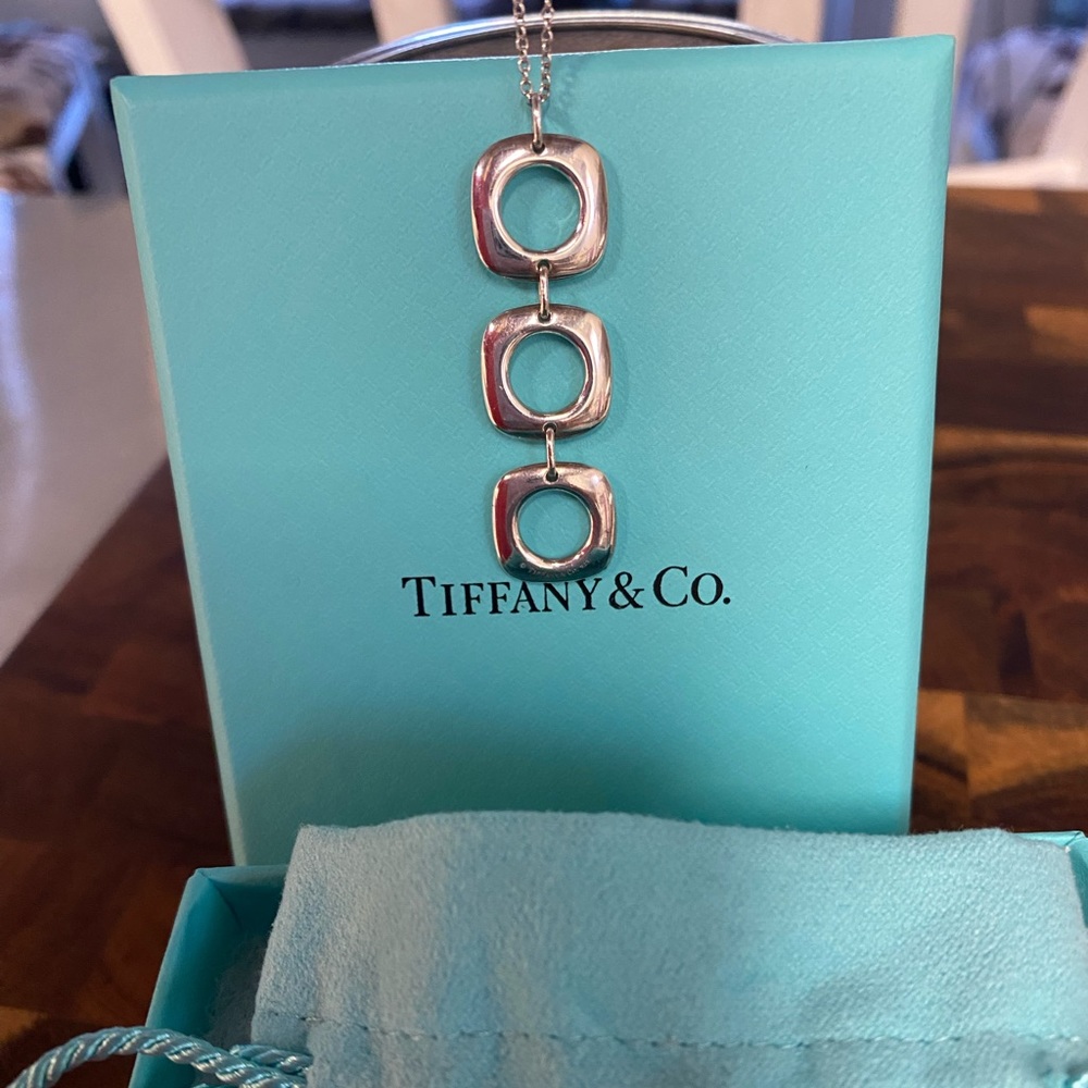 Tiffany & Co 3 cushioned square pendant necklace